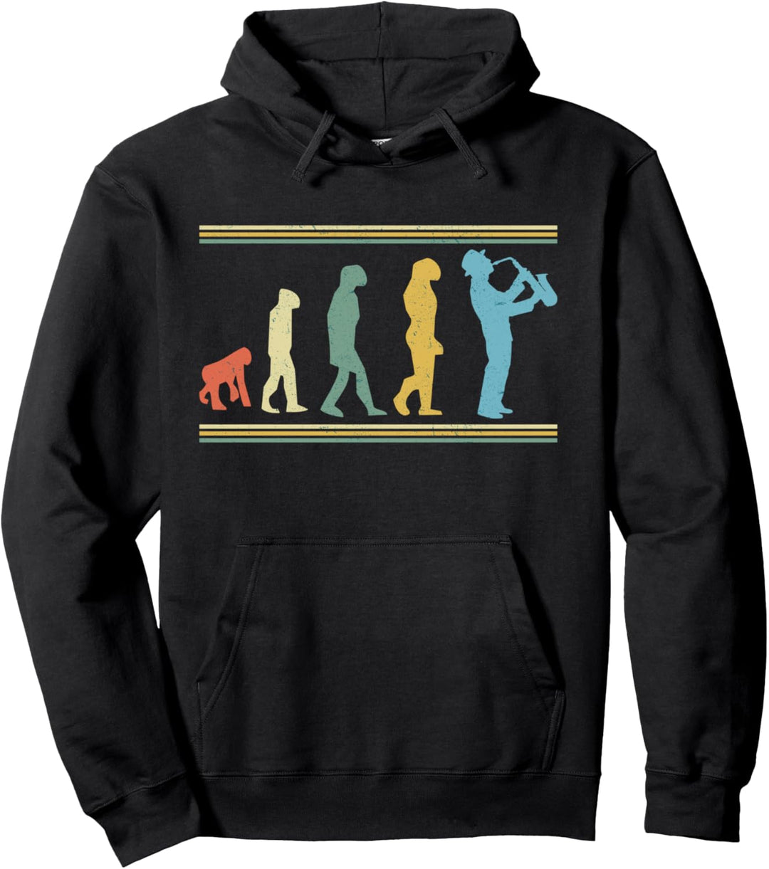Evolution Saxophon Vintage Musiker Jazz Pullover Hoodie