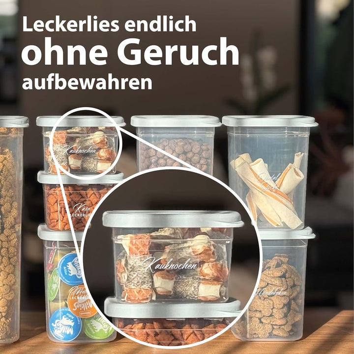 Luftdichte Vorratsdosen mit Deckel [500ml - 6er-Set] Hellgrau - Stapelbar & platzsparend für die Küc