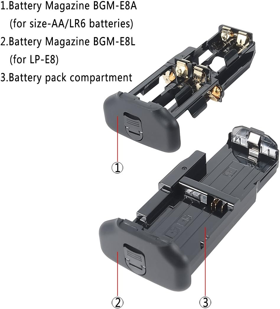 DSTE® Batterie Griff für Canon EOS 550D 600D SLR Digital Kamera als BG-E8 mit (2 packung) LP-E8