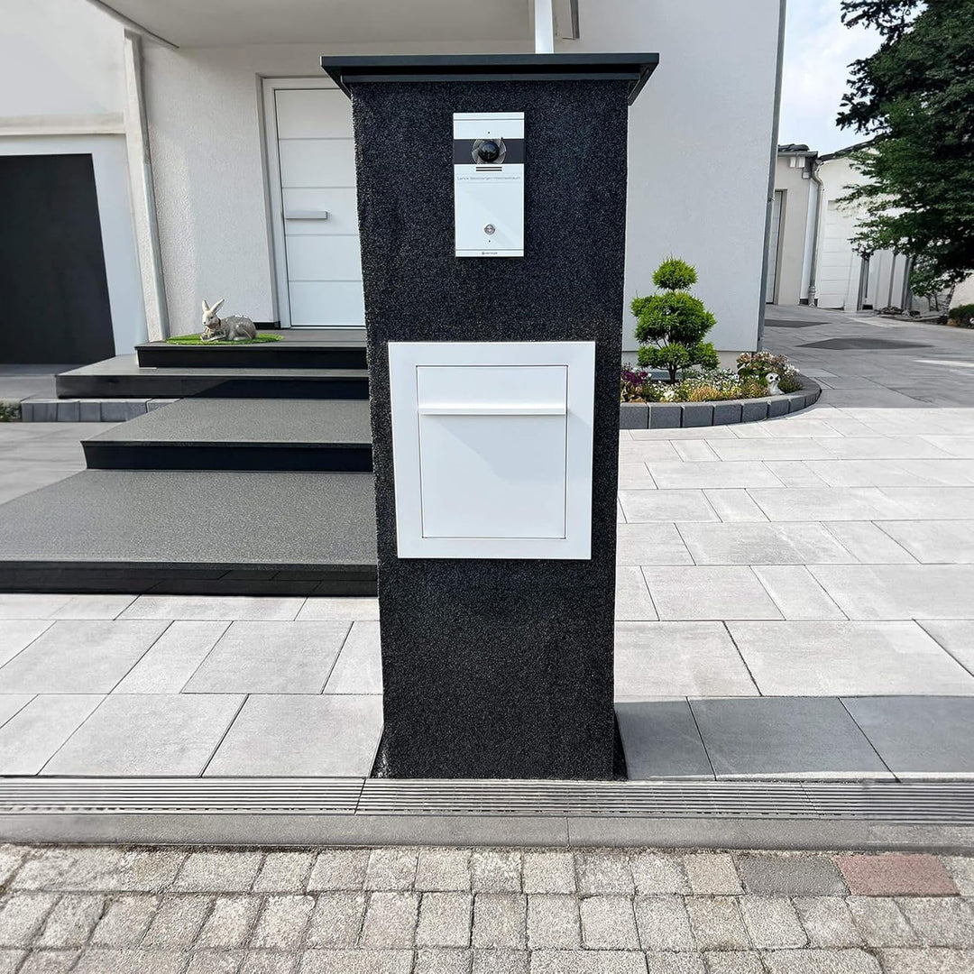 Metzler Unterputz Briefkasten Verkehrsweiss RAL 9016 – Hochwertiger Einbaubriefkasten aus pulverbesc
