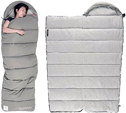 Naturehike Schlafsack mit Kapuze, 3-Jahreszeiten-Schlafsack, Leicht, Tragbar und Spleissbar, Gefüllt