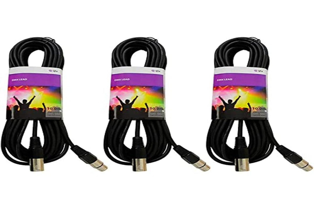 QTX DMX-Kabel für DJ-Auftritte, Disco-Beleuchtung, 10 m, 3 Stück