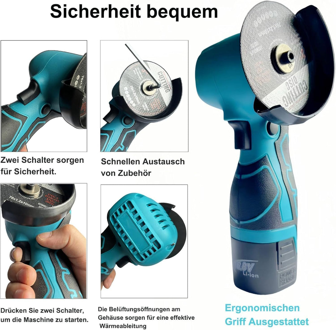 Mini Winkelschleifer,16.8V Akku Mini Flex 28000 rpm/76mm,Professional Mini Akku Winkelschleifer Set