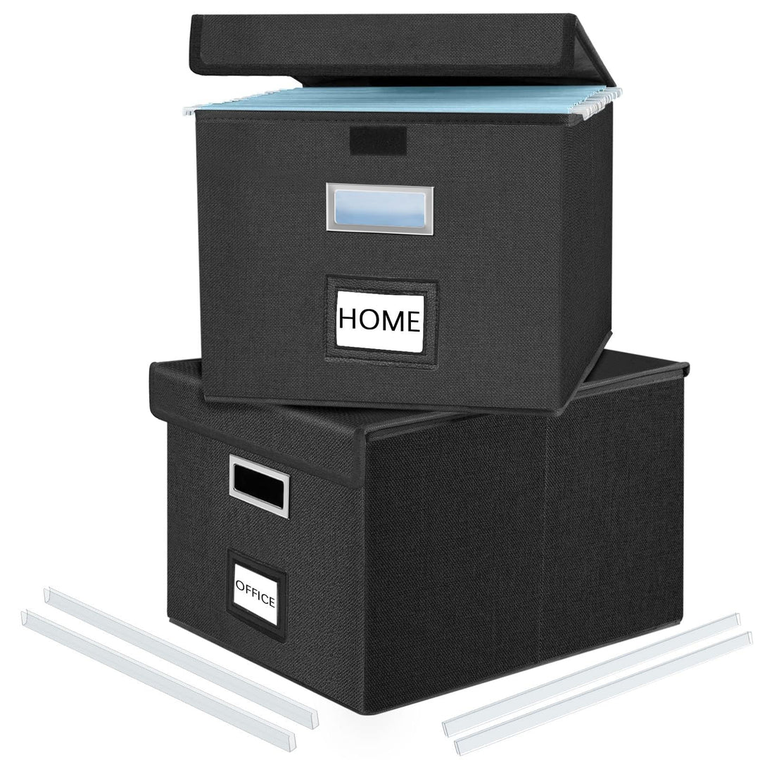 FINEW Stoff Faltbare Aufbewahrungsbox mit Deckel, Hängemappenbox für DIN A4 Hängeregister, Aufbewahr