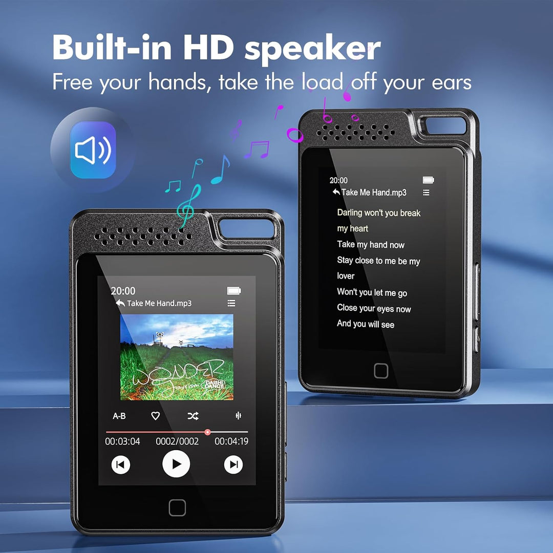 64GB MP3 Player mit Bluetooth 5.3, 2.4" Full Touchscreen Metallabdeckung Tragbarer Walkman MP3 Playe