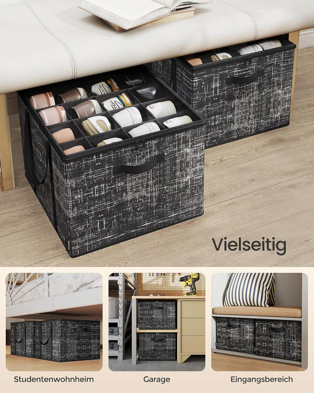 SONGMICS Schuh-Organizer, 2er Set, jeder für bis zu 16 Paar Schuhe, Schuhaufbewahrung, Griffe, trans