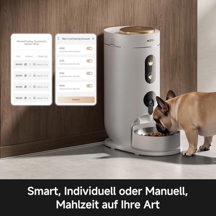 MOVA NutriPal 10 Ultra-Futterautomat mit separatem 7-Tage-Futterbehälter, 1080P HD-Weitwinkelkamera,