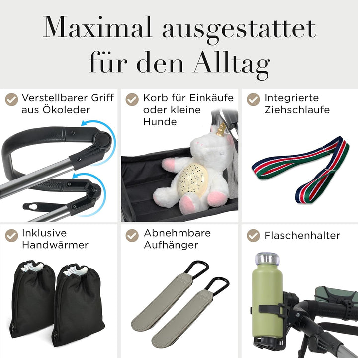 Kinderwagen 2 in 1 [Babywanne & Sportsitz] Buggy mit Aluminium-Gestell | Kinderbuggy Höhenverstellba