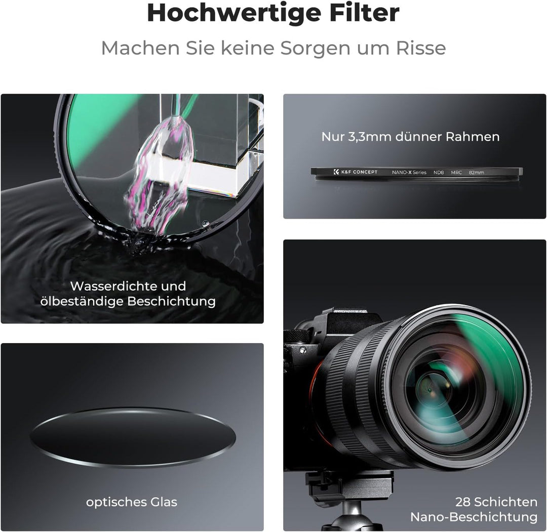 K&F CONCEPT Nano-X Graufilter ND8 (3 Stop) 67mm ND Filter(0,9) aus optisches Glas