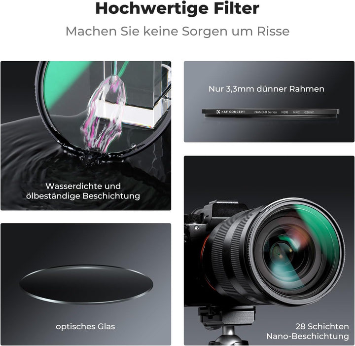 K&F CONCEPT Nano-X Graufilter ND8 (3 Stop) 67mm ND Filter(0,9) aus optisches Glas