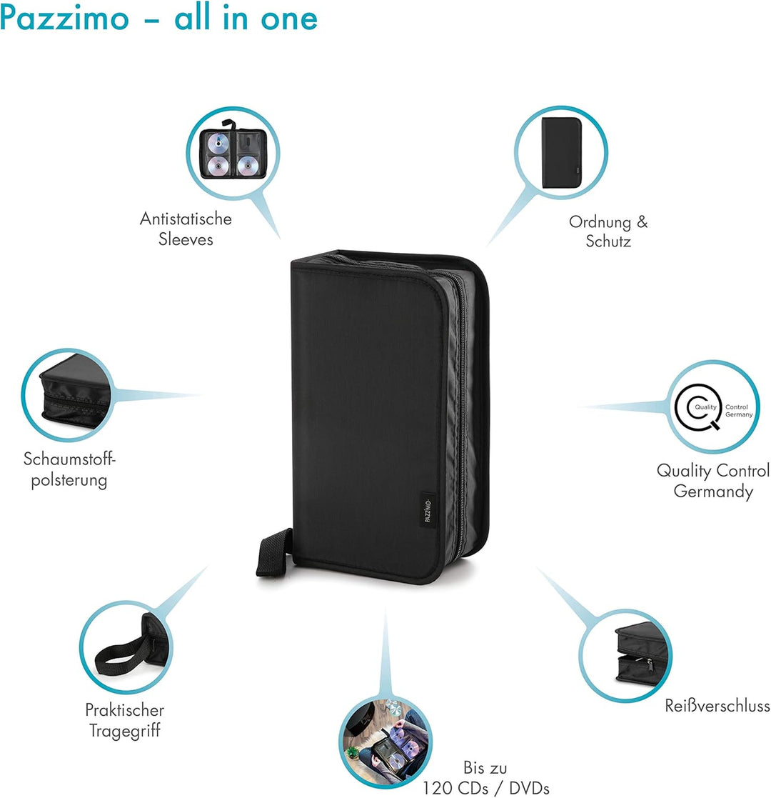 CD Tasche zur Archivierung von 120 Discs/CD/DVD/Blu-ray – CD Organizer ideal zum Transport von Filme