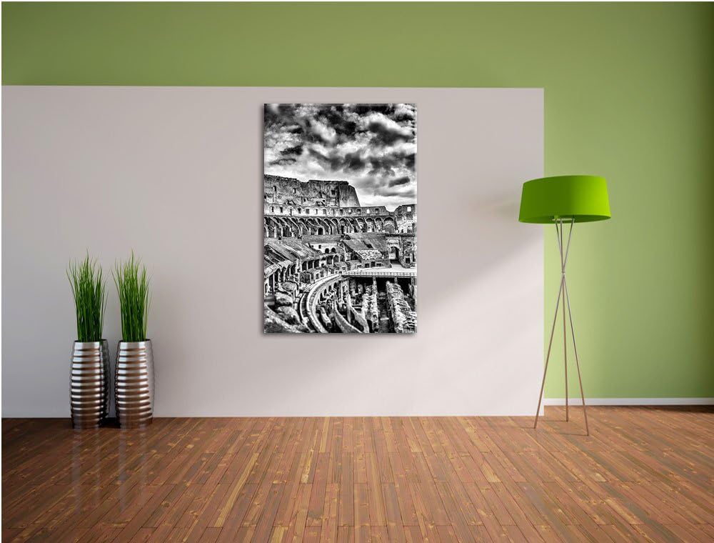 Pixxprint Colloseum in Rom von innen / 100x70cm Leinwandbild bespannt auf Holzrahmen/Wandbild Kunstd