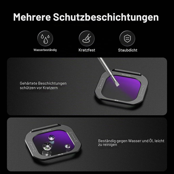 NEEWER ND8 Objektivfilter für Handy, Schnellverschluss, mehrfach beschichtetes optisches HD Glas, Ne