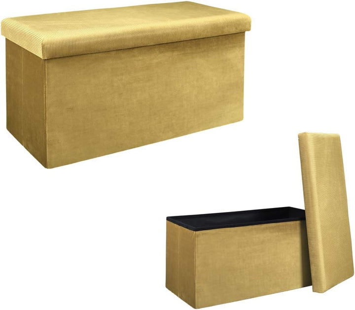 THE HOME DECO FACTORY HD6817 BANCO-PUF PLEGABLE Amarillo, Polyester, gelb, 77 x 38 x 38, Gelb