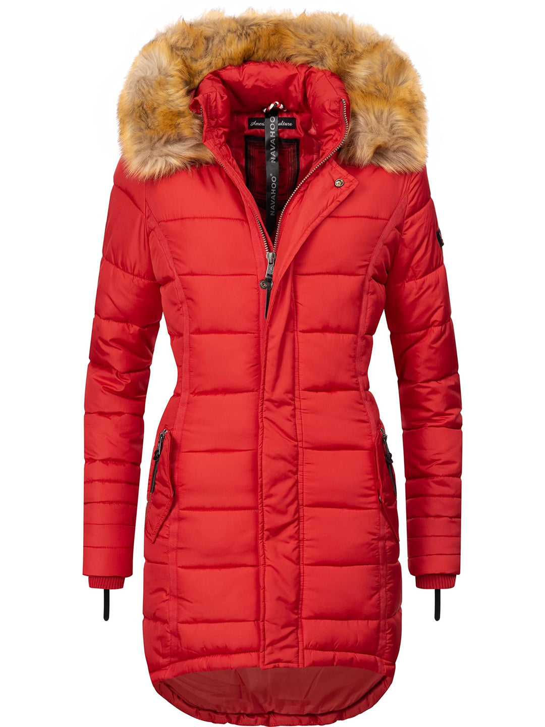 Navahoo Damen Warmer Winter Steppmantel Papaya XS-XXL M Rot, M Rot