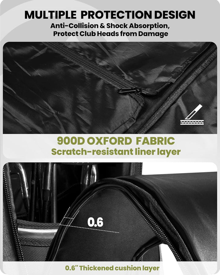 OutdoorMaster Gepolstert Golf Reisetasche mit Verstärkte Räder, 900D Heavy Duty Oxford Abriebfestigk
