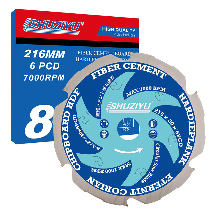 LSHUZIYU 216mm-6PCD-30mm, Polykristallin mit Diamantzähne 6 PCD, Kreissägeblatt Faserzement, Sägebla