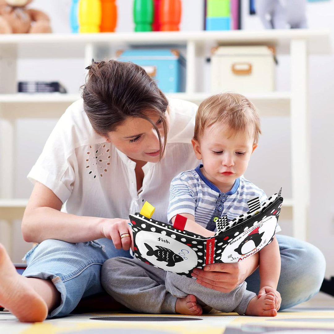Toyvian 1 Stück Tuch Bücher Schwarz Weiss Label Tuch Buch Frühen Pädagogischen Buch Frühen Lernspiel