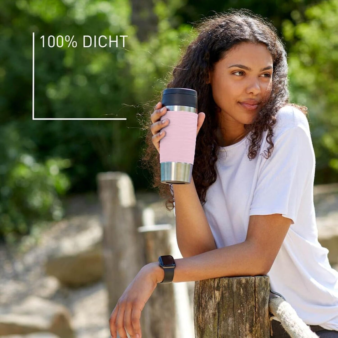 Emsa N20214 Travel Mug Wave Isolierbecher 0,36 Liter | neuer Komfort-Schraubverschluss | Edelstahl |