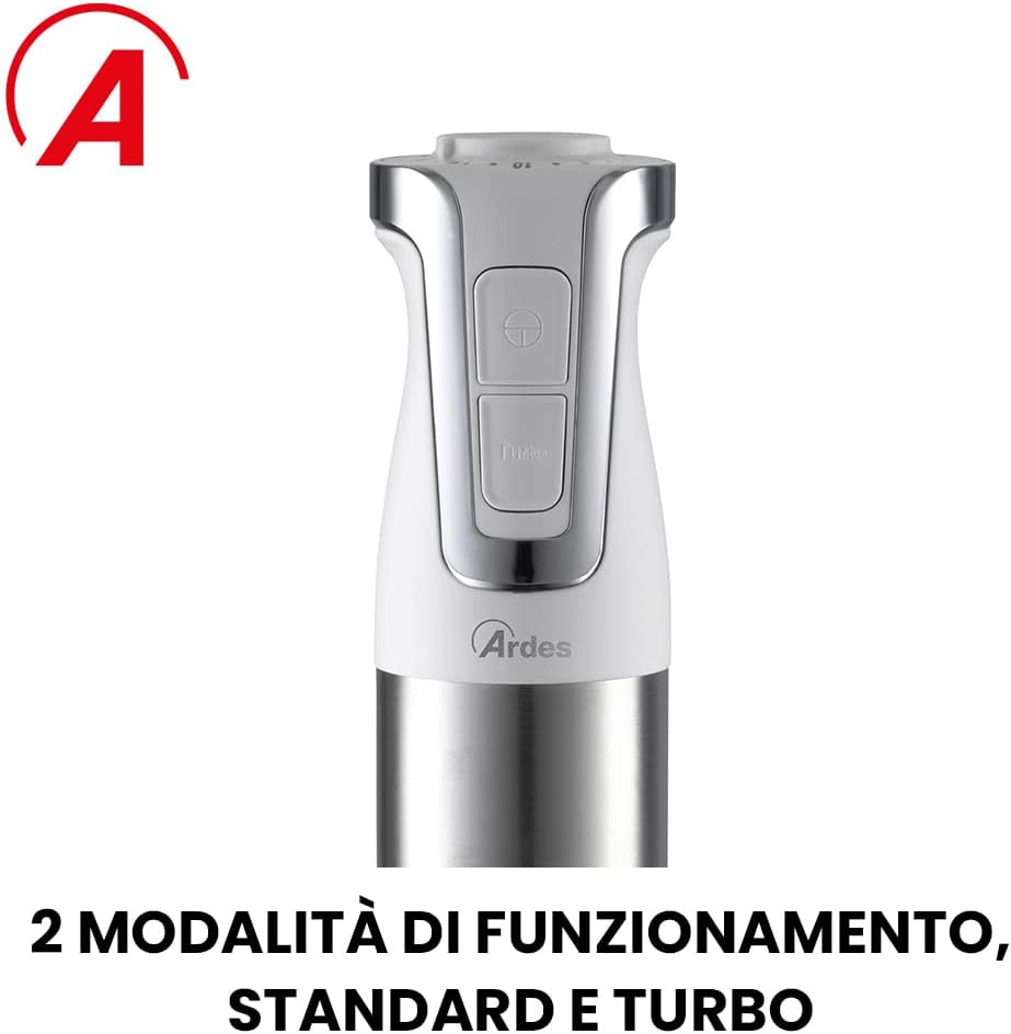 ARDES - ARMIX02 Professioneller Stabmixer NEO Professional - Mixer mit 4 Klingen und Edelstahlbein -