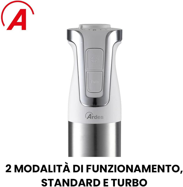 ARDES - ARMIX02 Professioneller Stabmixer NEO Professional - Mixer mit 4 Klingen und Edelstahlbein -