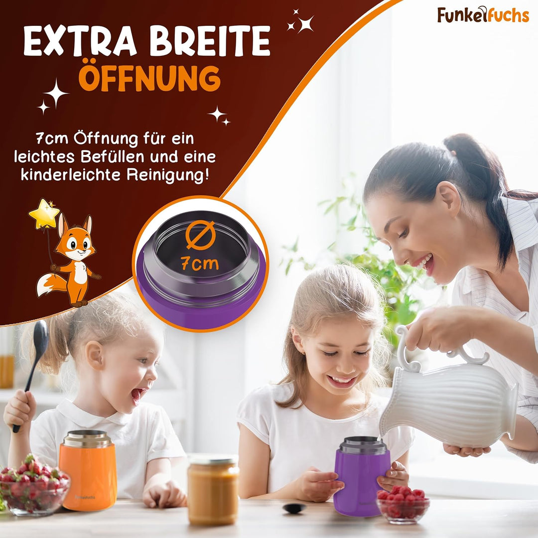 Funkelfuchs Thermobehälter für Essen Kinder – 500ml – 100% auslaufsicher - Warmhaltebehälter Essen E