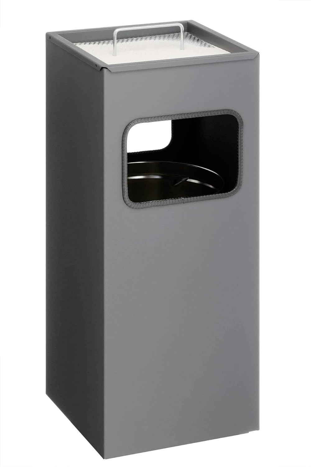 Durable Papierkorb Metall mit Ascher, entnehmbarer Inneneimer und Ascher, eckig, anthrazit, 333158 a