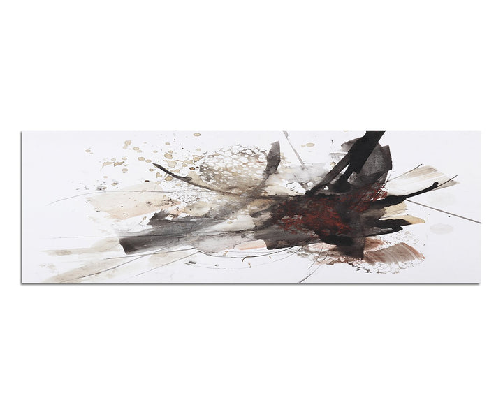 Paul Sinus Art Panoramabild auf Leinwand und Keilrahmen 150x50cm Malerei schwarz rot abstrakt