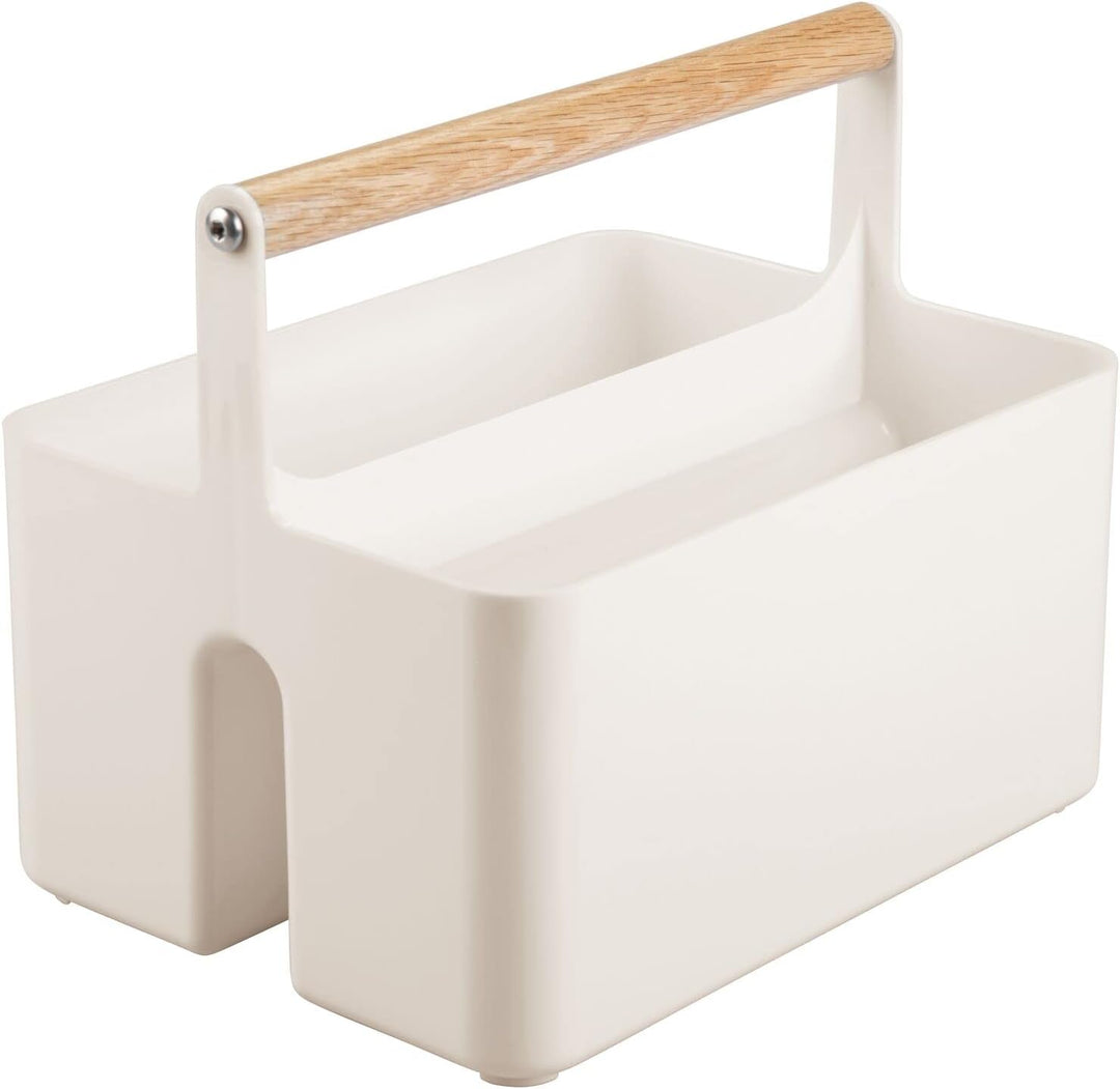 mDesign Kinderzimmer Organizer – BPA-freier Kunststoffbehälter mit Holzgriff für Flaschen, Windeln &