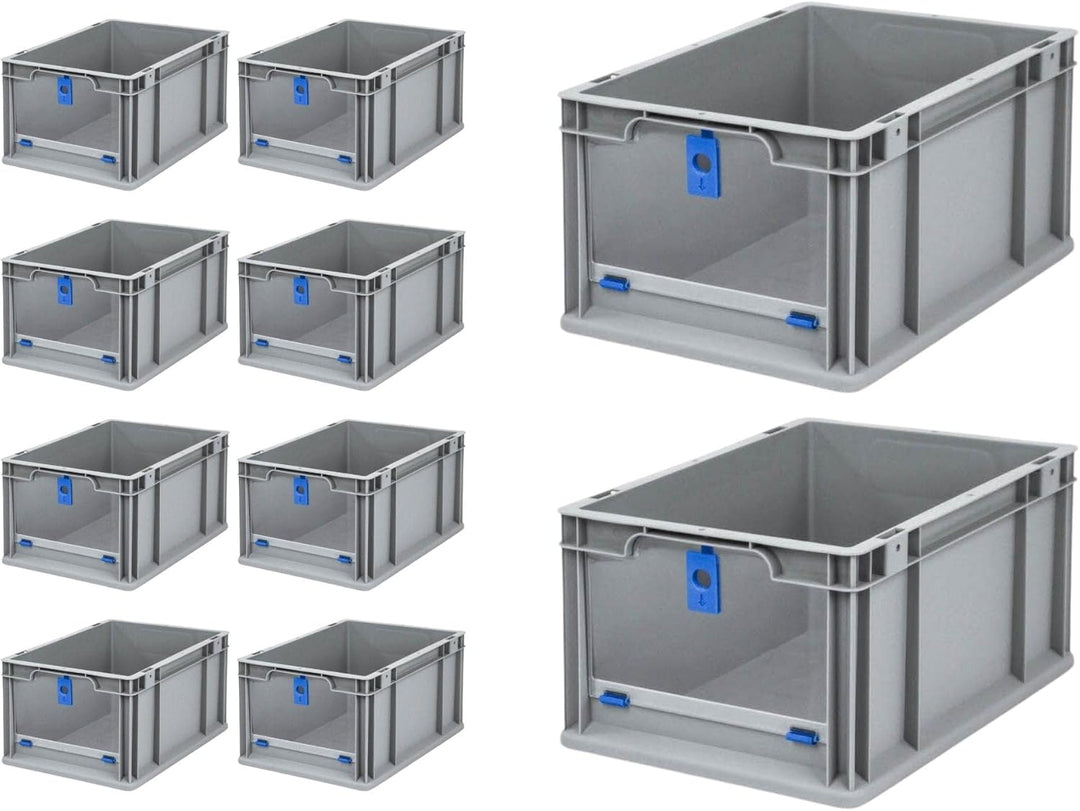 SparSet 10x Eurobox NextGen Insight Cover | HxBxT 22x30x40 | 20 Liter | Hoch/Blau | Eurobehälter, Tr