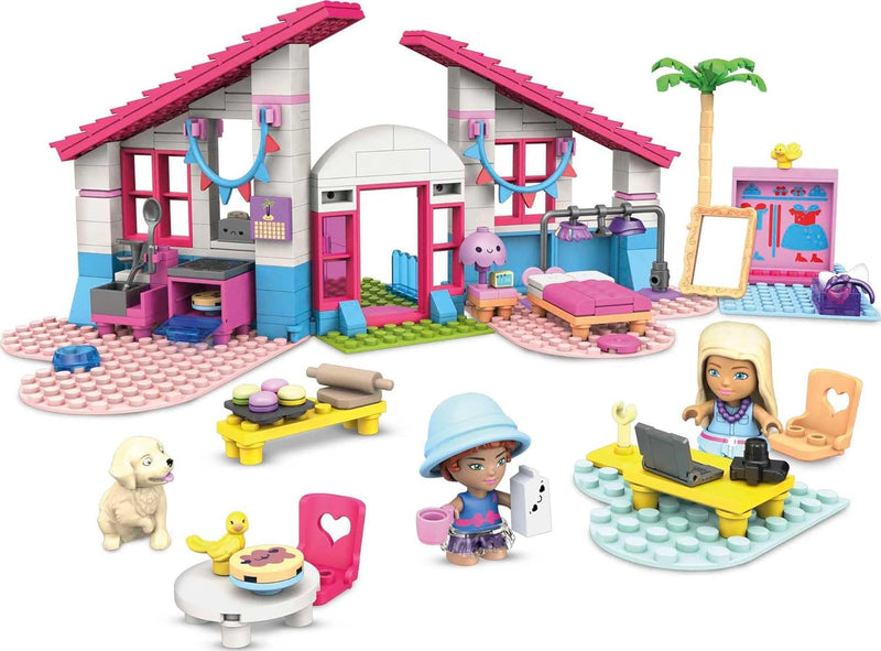 Mega Barbie MEGA Construx GWR34 - Barbie Malibu Villa, Bauspielzeug für Kinder, Bauset mit 303 Baust