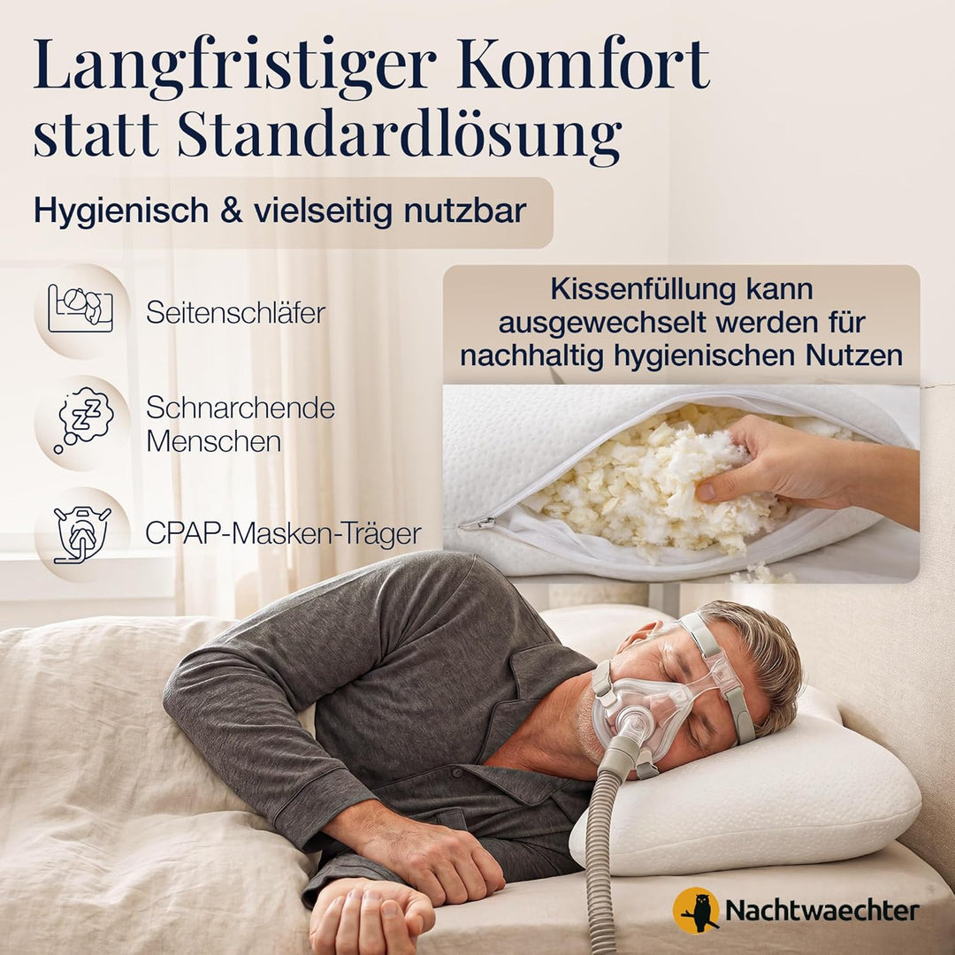 Nachtwaechter Seitenschläfer-Komfort Kissen LINA, CPAP-Kissen, individuell einstellbar