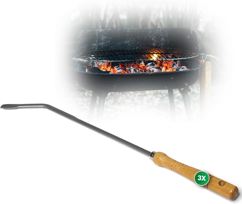 3x Stocheisen mit Holzgriff Schüreisen Schürhaken Glutkratzer Kaminzubehör Kaminbesteck Feuerhaken A