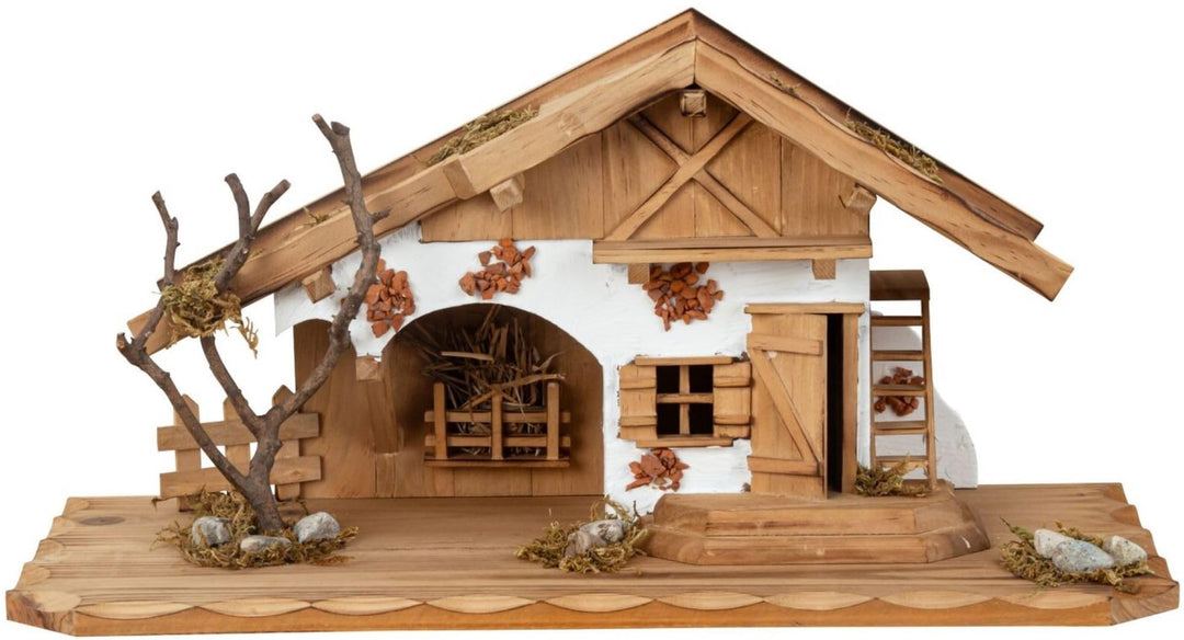 Geschenkestadl Holzhaus Krippe ca. 45cm x 21cm Holz Haus Krippe Landhaus Stall Weihnachten Dekoratio