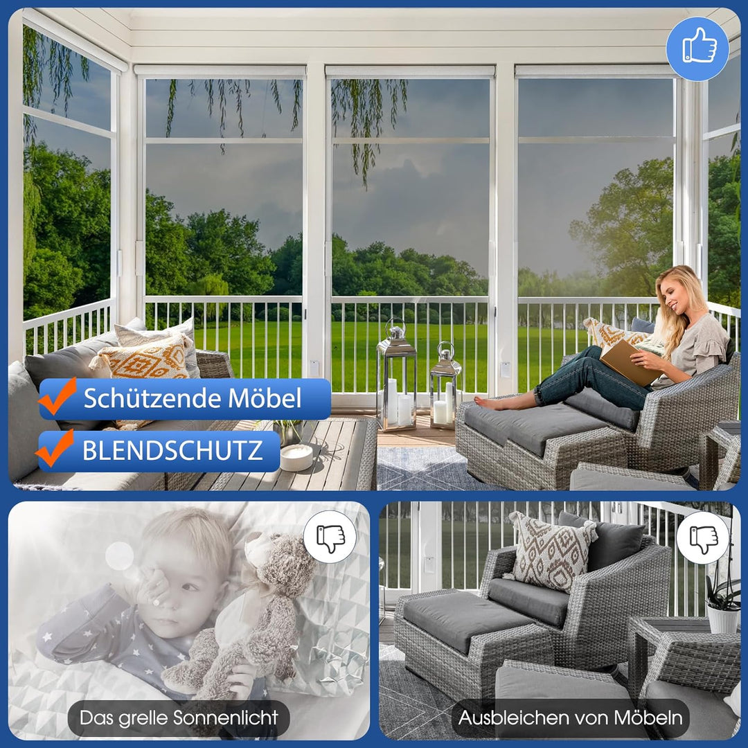 Lifetree Fensterfolie Spiegelfolie Wärmereflektion Selbstklebend Sonnenschutzfolie Wärmegrad Innen &