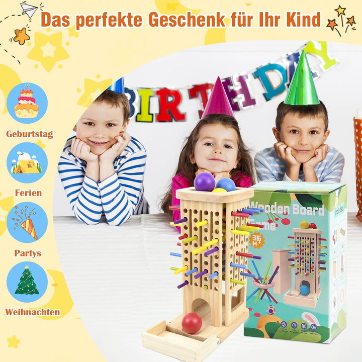 Montessori Spielzeug ab 3 Jahre, 3-in-1 Spiel Brettspiel aus Holz ab 3 4 5 6 Jahre, 40 Stück Bunte H