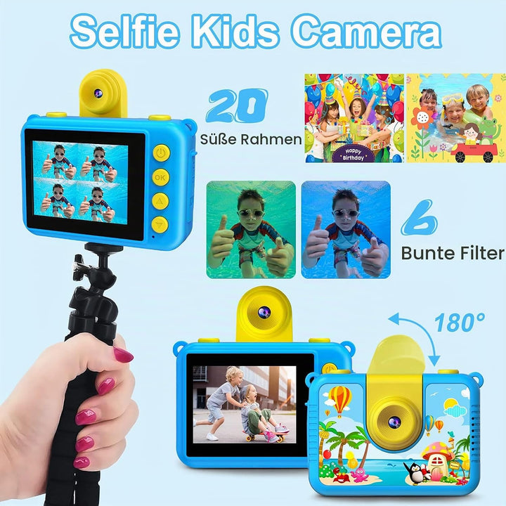 GKTZ Kinderkamera wasserdichte,Unterwasserkamera-1080P Selfie Digitalkamera Fotoapparat für Kinder,