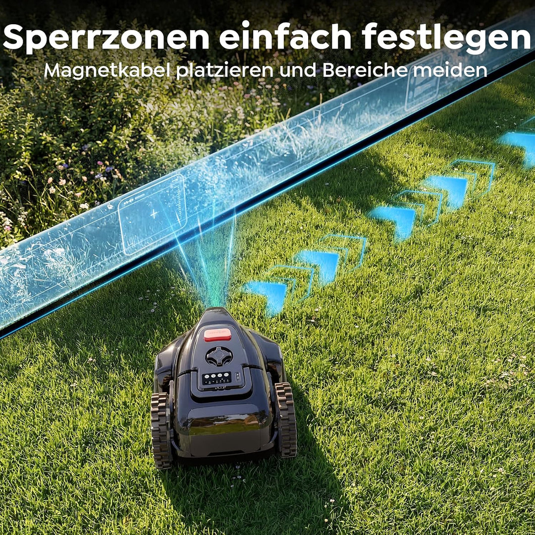 YARDCARE V3 Mähroboter ohne Begrenzungskabel, KI-Visionsnavigation, 150+ Hinderniserkennung, App-Ste