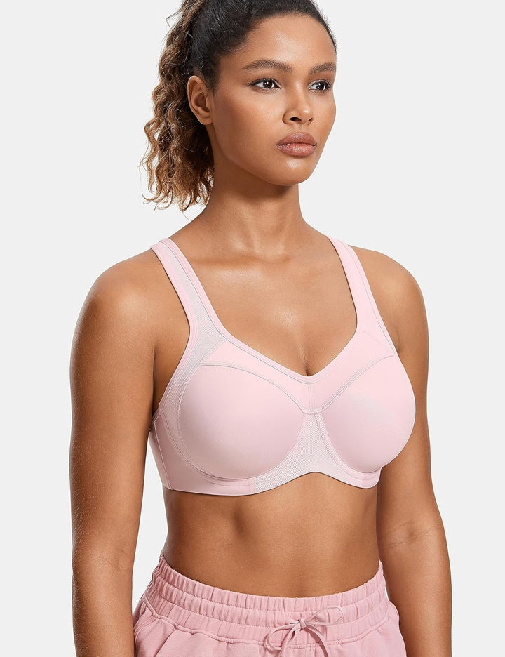 SYROKAN Damen Sport BH Starker Halt- Bügel Push Up Ringerrücken Gepolstert Fitness BH 80D Rhodonit R