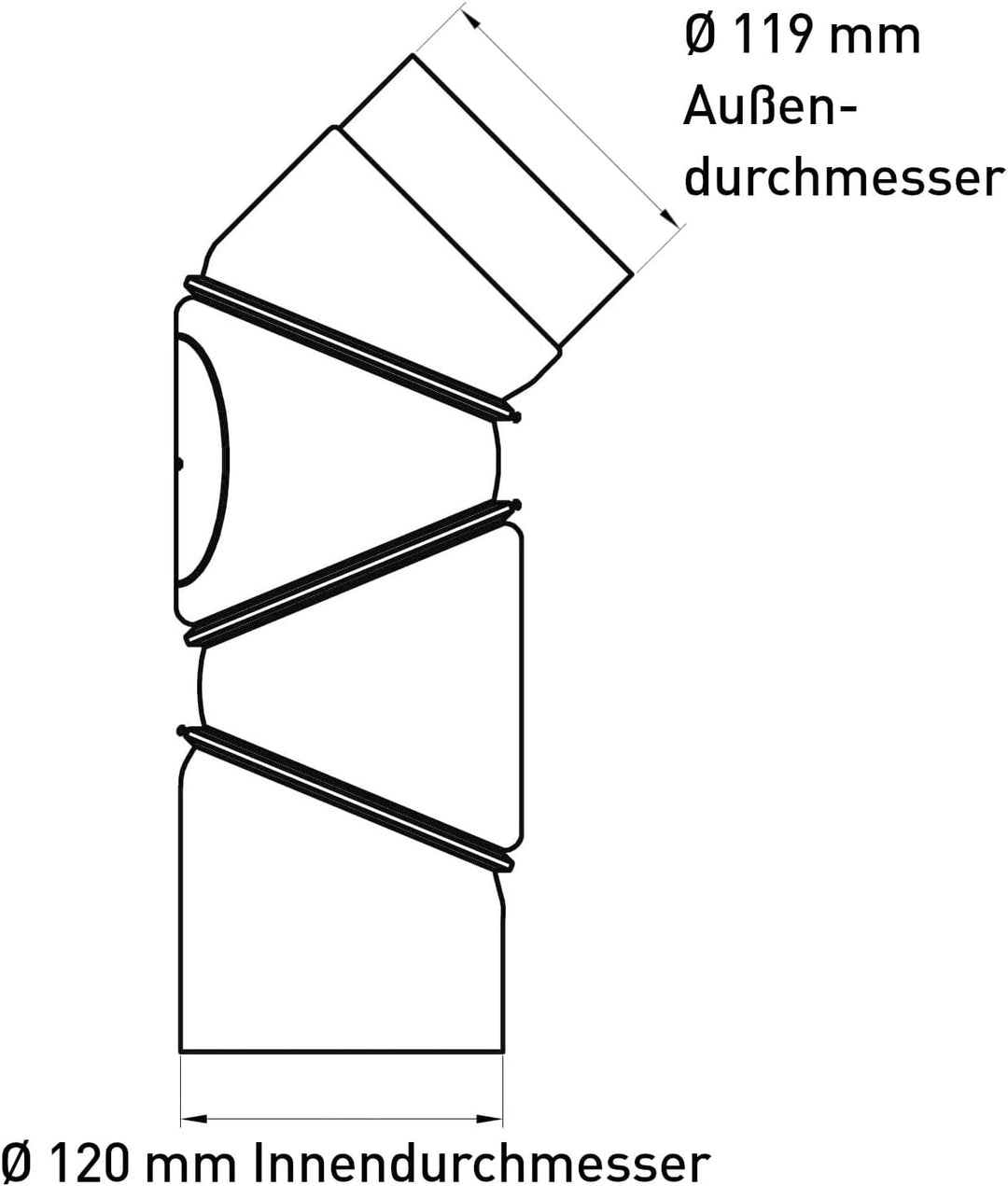 raik SH062-120-sw Raik Rauchrohrbogen/Ofenrohr 120mm - Multibogen
