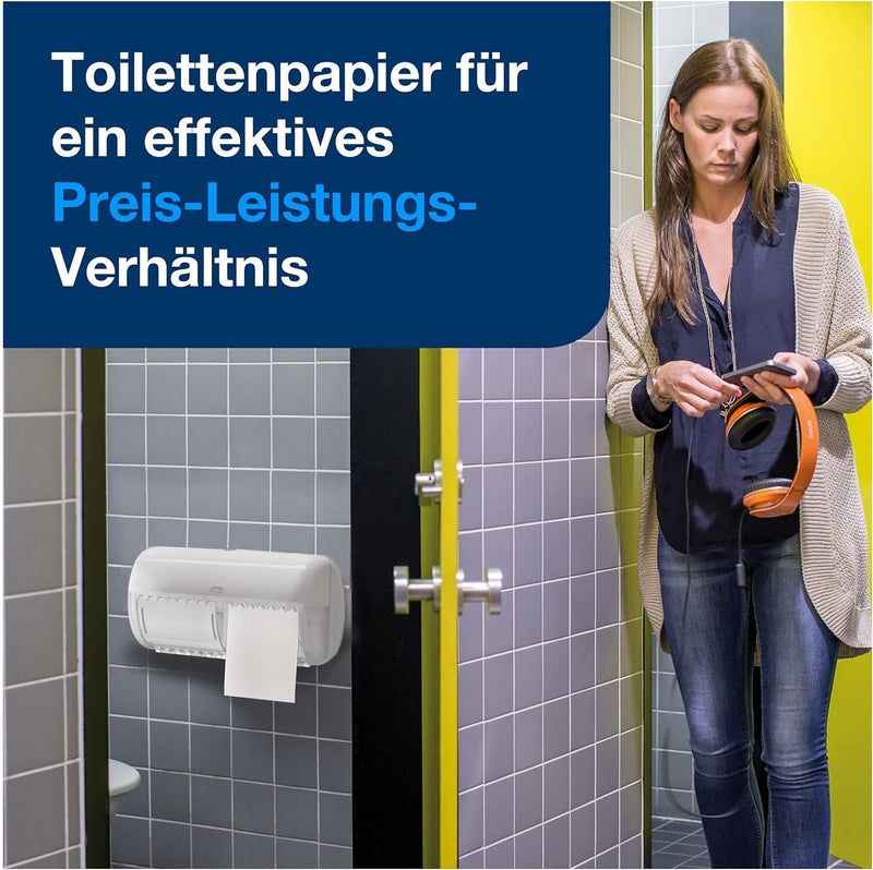 Tork 557000 Spender für Kleinrollen Toilettenpapier T4 in Weiss / Hygienischer Papierspender für Toi