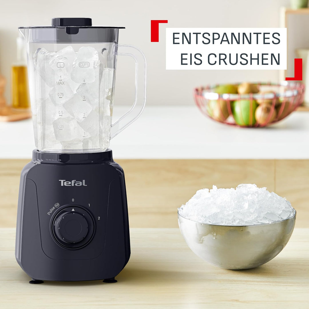 Tefal Blendforce Essential Standmixer, 450 Watt, 2 Geschwindigkeitseinstellungen + Pulsmodus, Ice-Cr