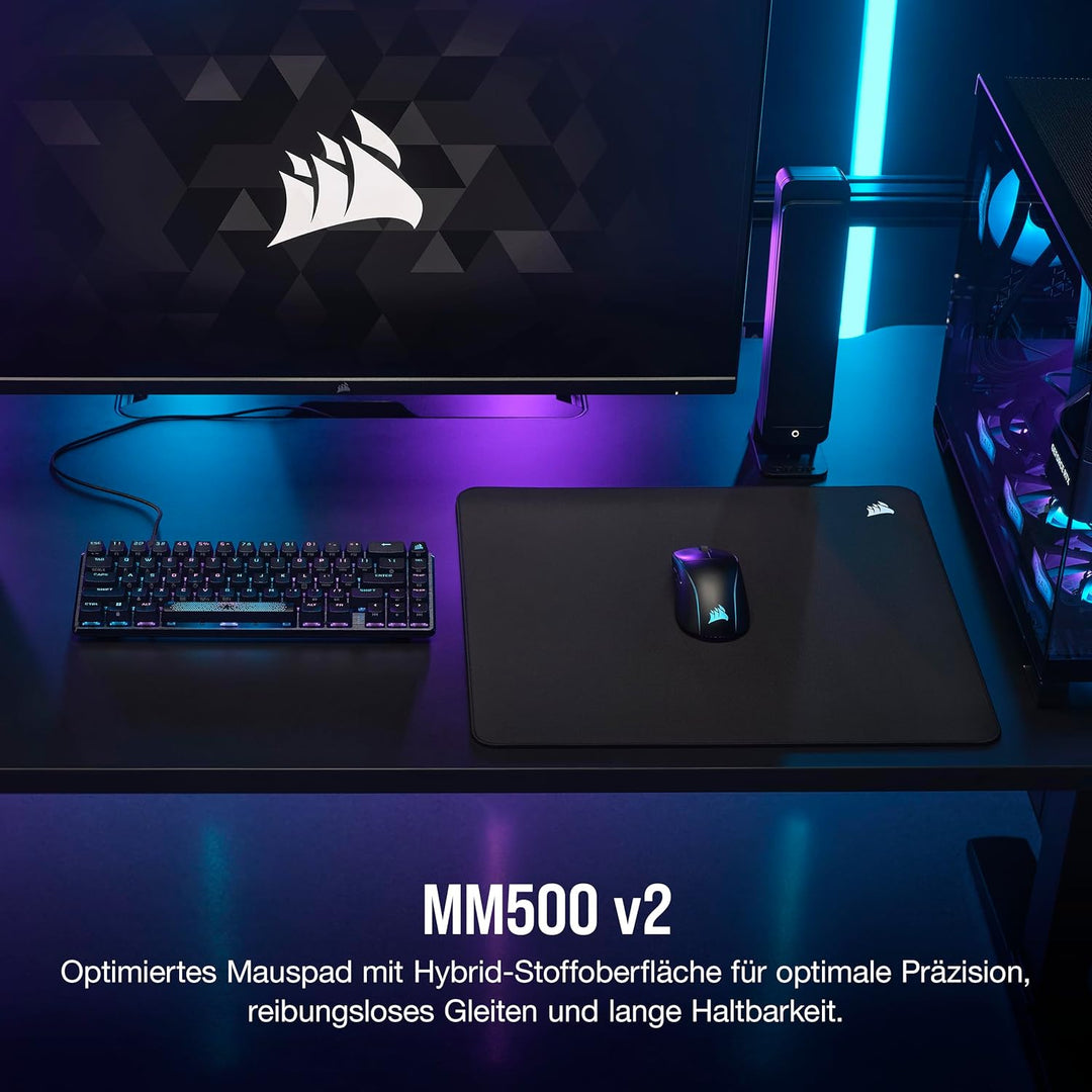 Corsair MM500 v2 Grosses Hybrid-Stoff-Mauspad für Spiele – 45cm x 40cm – Auslaufsichere Beschichtung