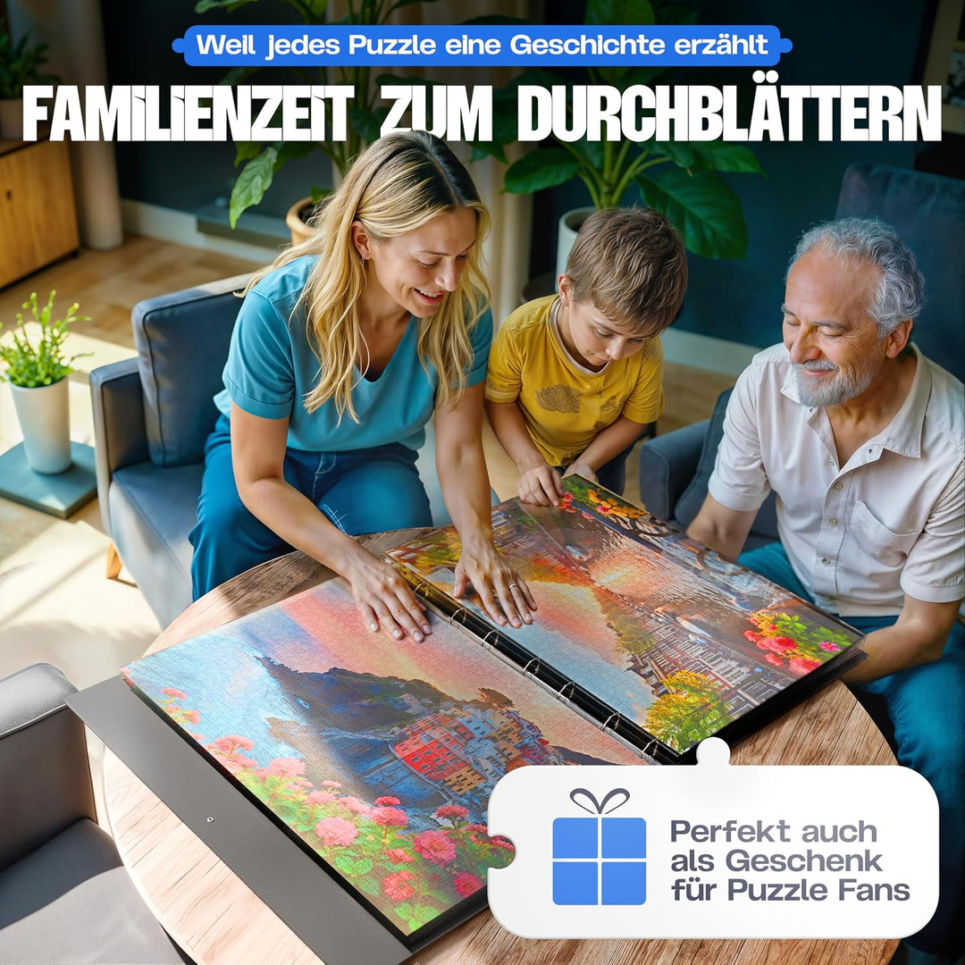 pearway - Stabile Puzzle Mappe [INKL. 5m Puzzlefolie] für Puzzles bis 1000 Teile - das perfekte Zube