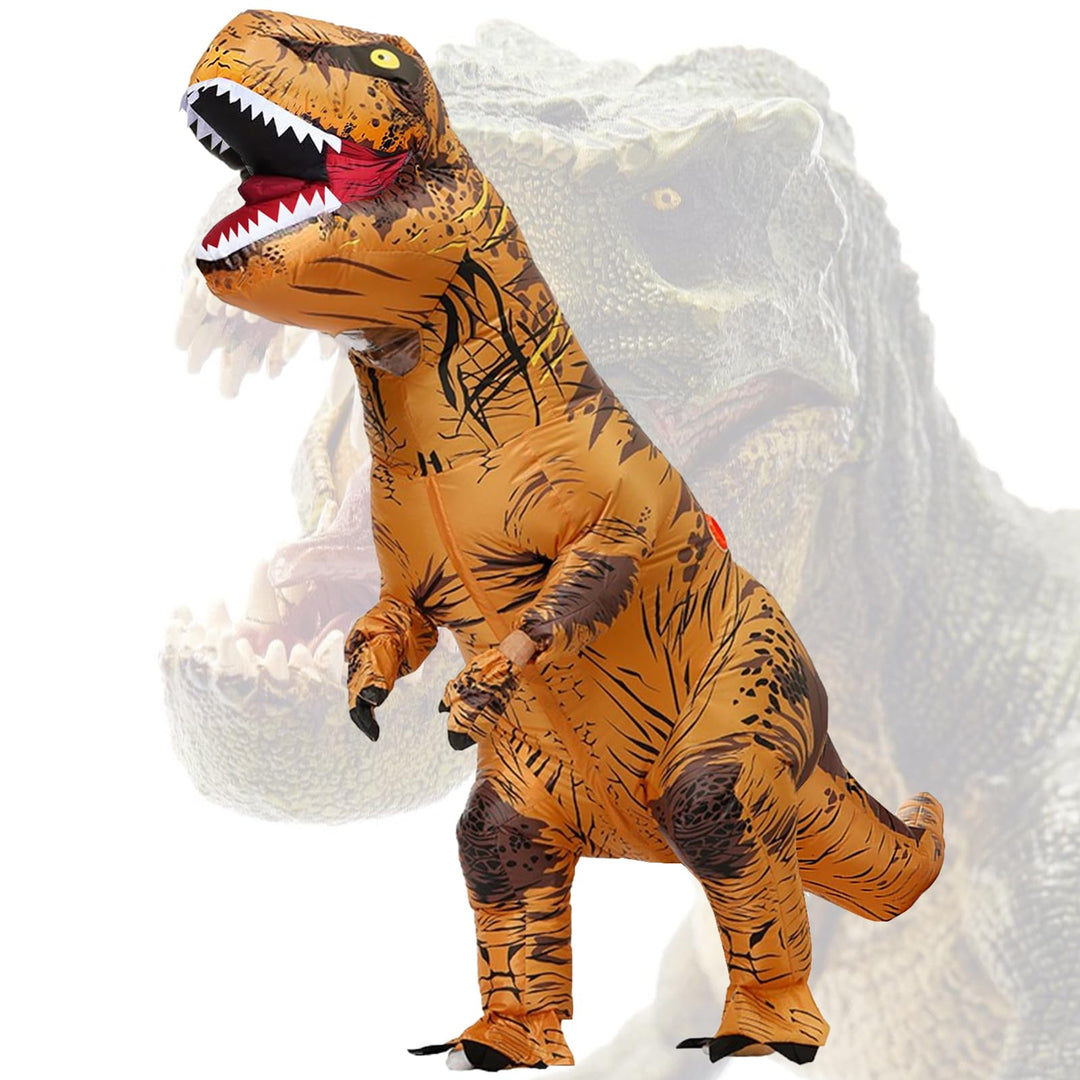 PARAYOYO Aufblasbare Dinosaurier kostüm Dino Trex Kostüm Erwachsene Dino kostüm Brown, Brown