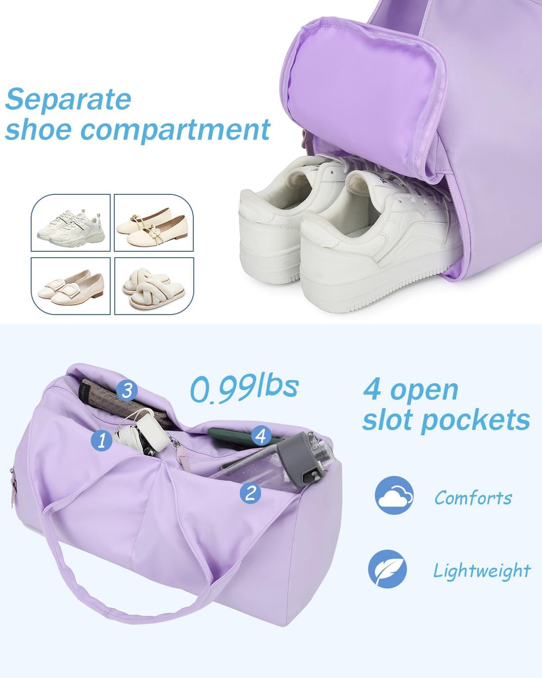 Reisetasche Sporttasche Damen Handgepäck mit Schuhfach & Nassfach Trainingstasche kleine Sport Tasch