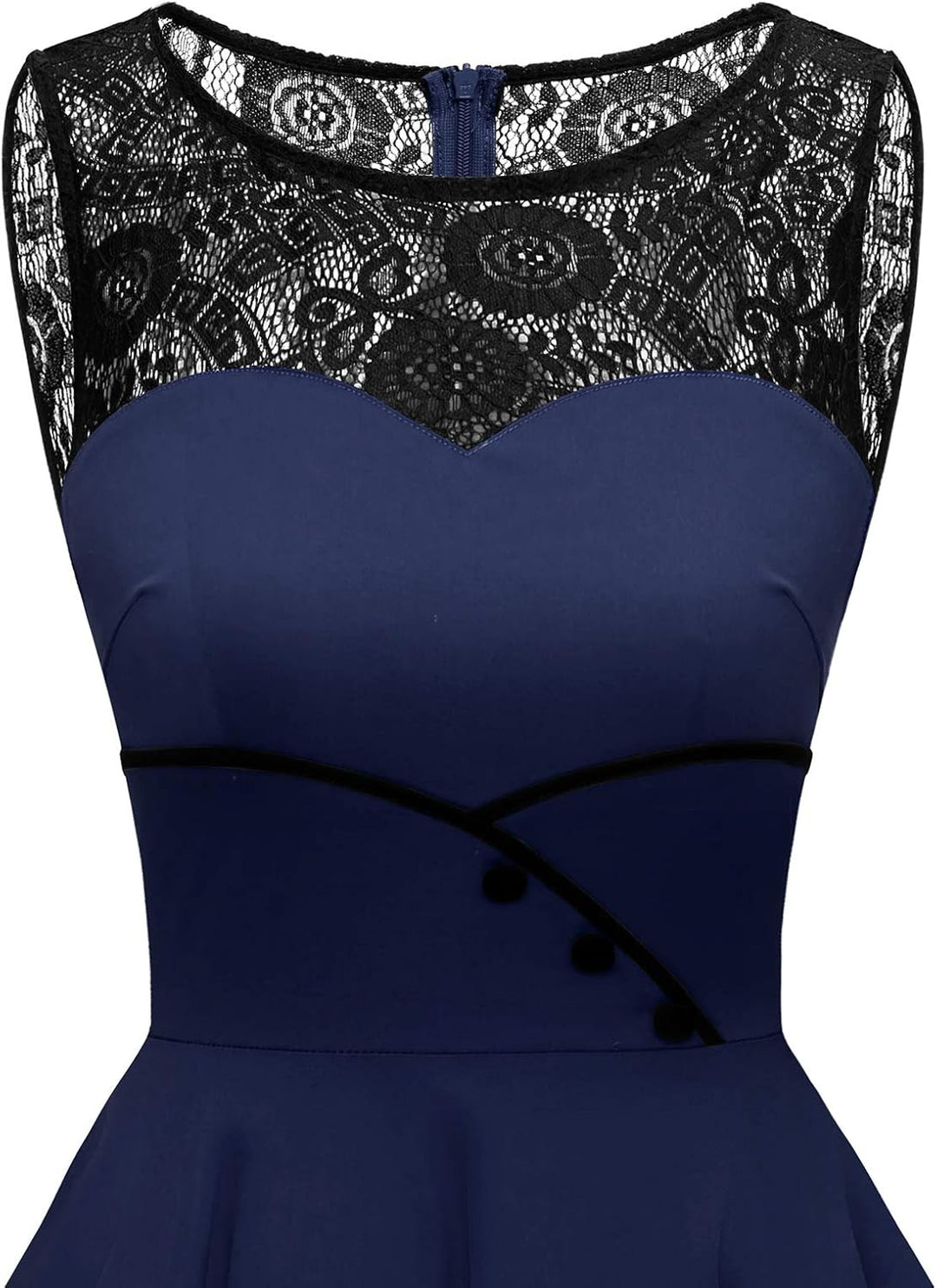 Bbonlinedress Damen Cocktailkleid Rockabilly Spitzenkleid 50er Retro Vintage Faltenrock Elegant Ärme