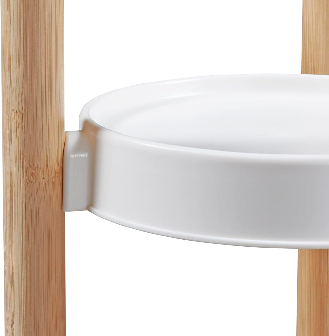[en.casa] Pflanzständer ’Sastamala’ mit 3 Ablagen 80 x 31 x 31 cm Bambus/Weiss Bambus 80 x 31 x 31 c