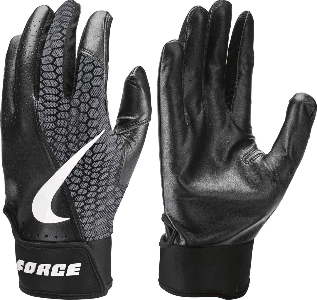 Nike Force Edge Kunstleder Baseball Handschuhe, Batting Gloves S Schwarz, S Schwarz