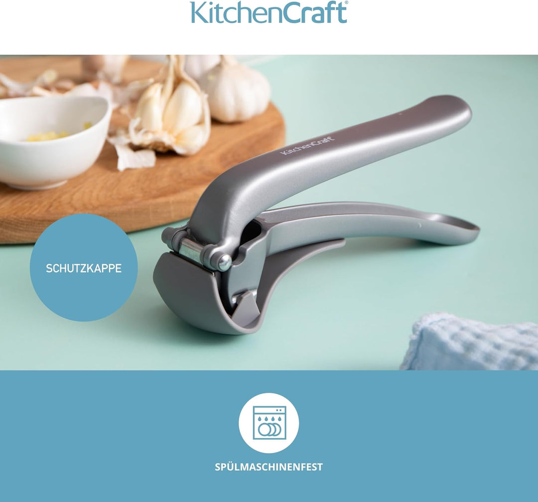 KitchenCraft Knoblauchpresse, leicht zu reinigen, Zerkleinerer und Presse für Knoblauchzehen, mit 36